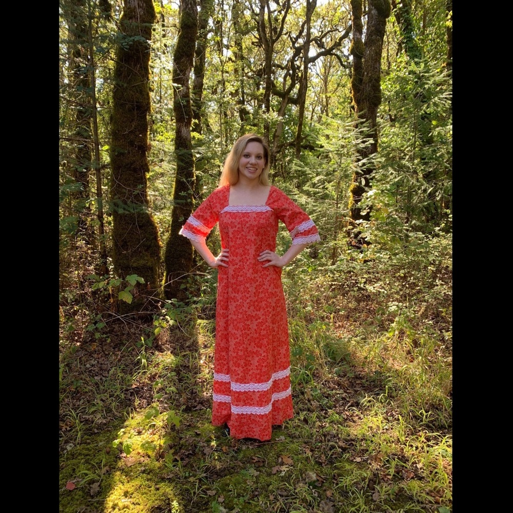 1960’s Liberty House Caftan Red Muumuu Maxi Dress